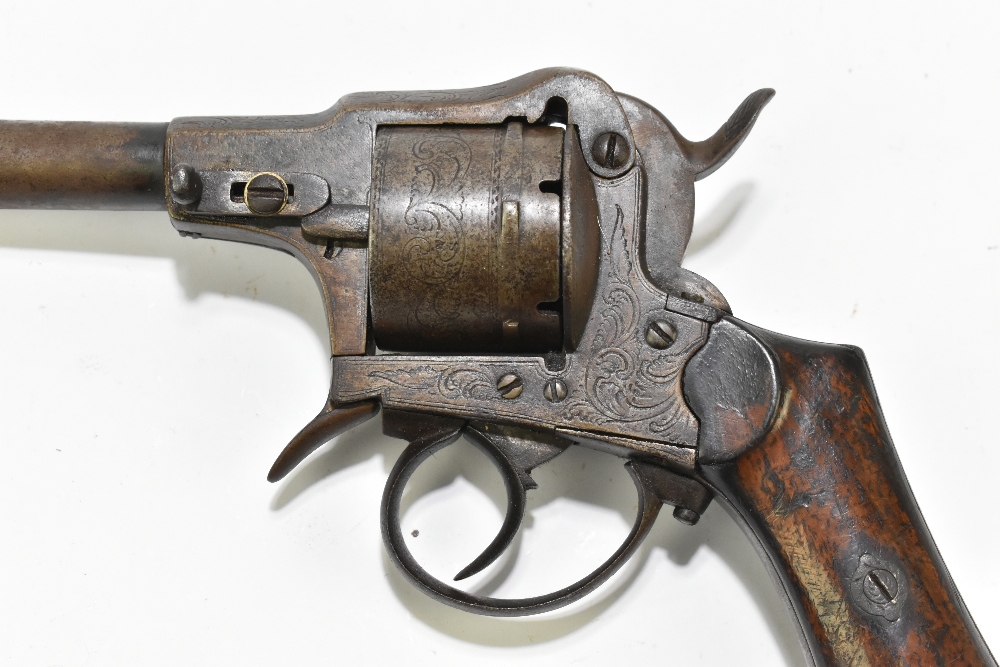A late 19th/early 20th century Belgian pinfire revolver, the frame indistinctly signed with the - Image 4 of 10
