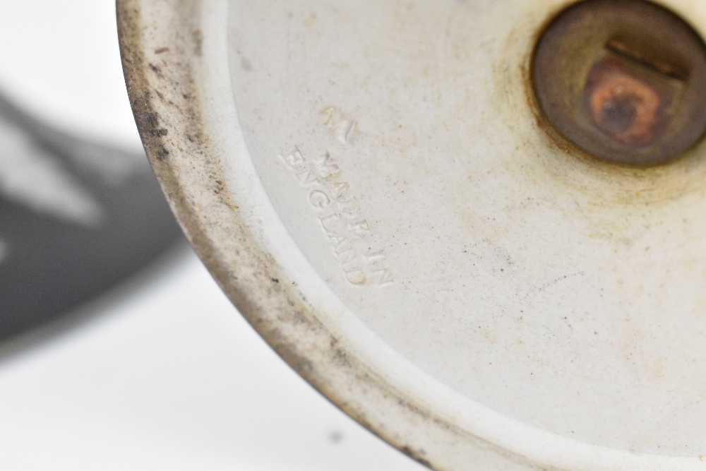 WEDGWOOD; a black and white jasper dip urn and cover relief decorated with Classical figures, with - Image 6 of 9