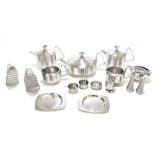 ROBERT WELCH; an Old Hall stainless steel nine piece part breakfast set comprising teapot, two hot