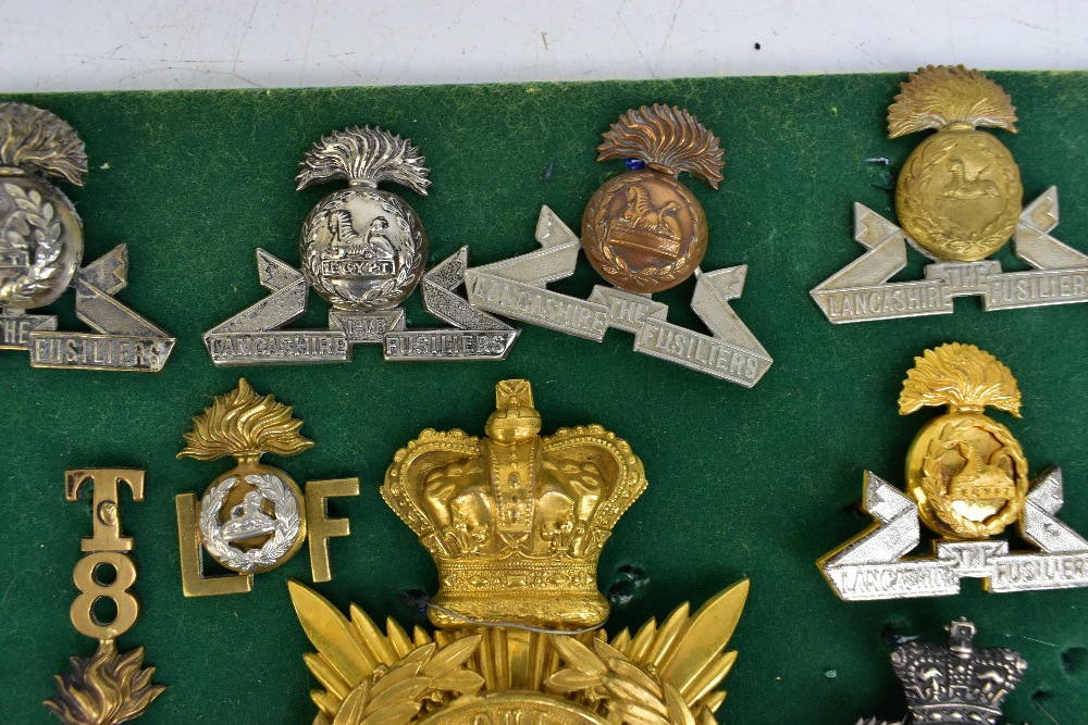 THE LANCASHIRE FUSILIERS; a good group of badges including a gilt helmet/shako plate for the 20th of - Image 7 of 10