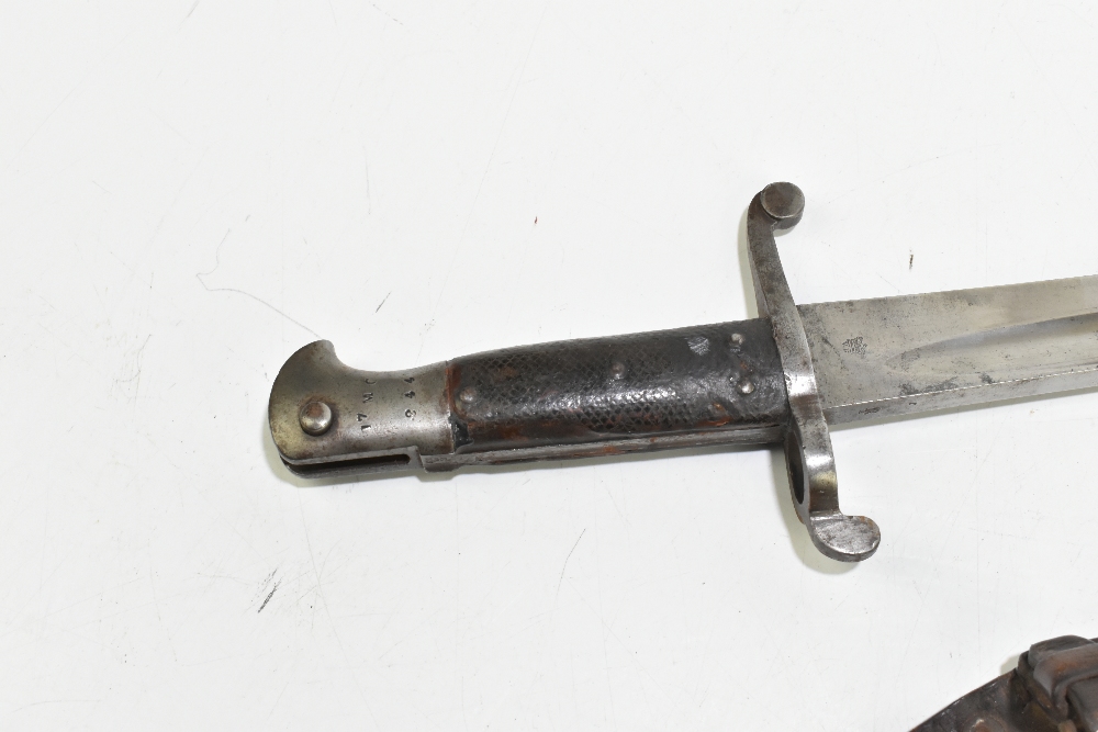 A late 19th century Chassepot-type military issue bayonet, the fullered blade with War Department - Image 4 of 8