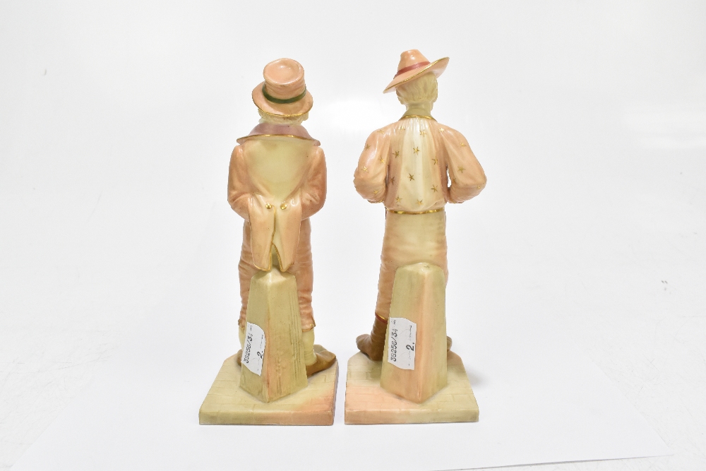 ROYAL WORCESTER; two blush ivory figures emblematic of countries, modelled by James Hadley - Image 3 of 6