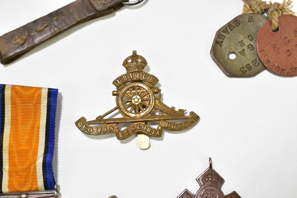 A WWI War and Victory medal duo, awarded to 157283 Gunner W. Swaby R.A., accompanying dog tags, - Image 4 of 10