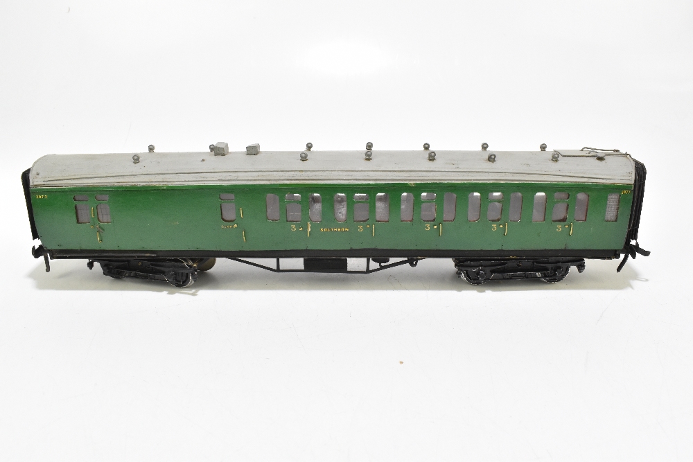 Three kit or scratch built wooden bodied Southern Railway coaches with electric multiple units - Image 2 of 10