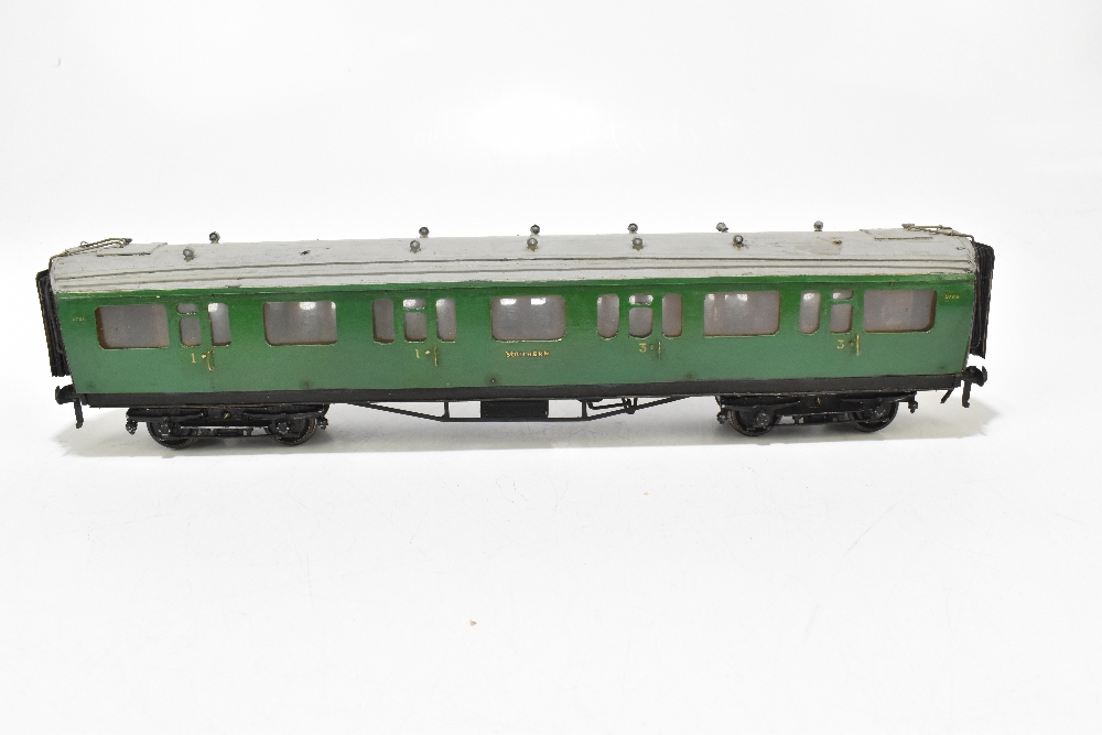 Three kit or scratch built wooden bodied Southern Railway coaches with electric multiple units - Image 5 of 10