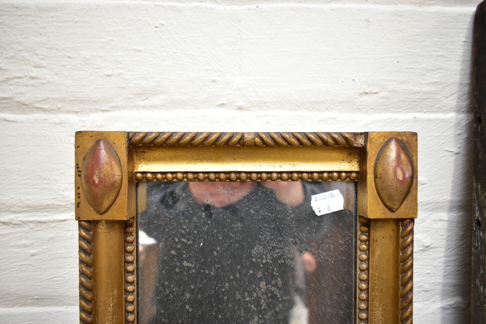 A 19th century gilt wood wall mirror of rectangular form, with boarded back, 141 x 73cm, together - Image 6 of 7