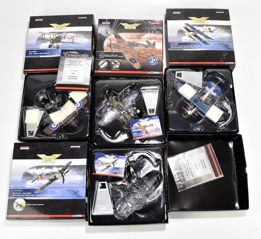 CORGI; four boxed limited edition Aviation Archive models comprising AA34314 FW190 A8 – Stab JG300