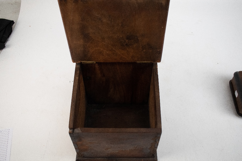 An early 19th century mahogany salt box, height 36cm, and an early 20th century walnut desk stand, - Image 8 of 10