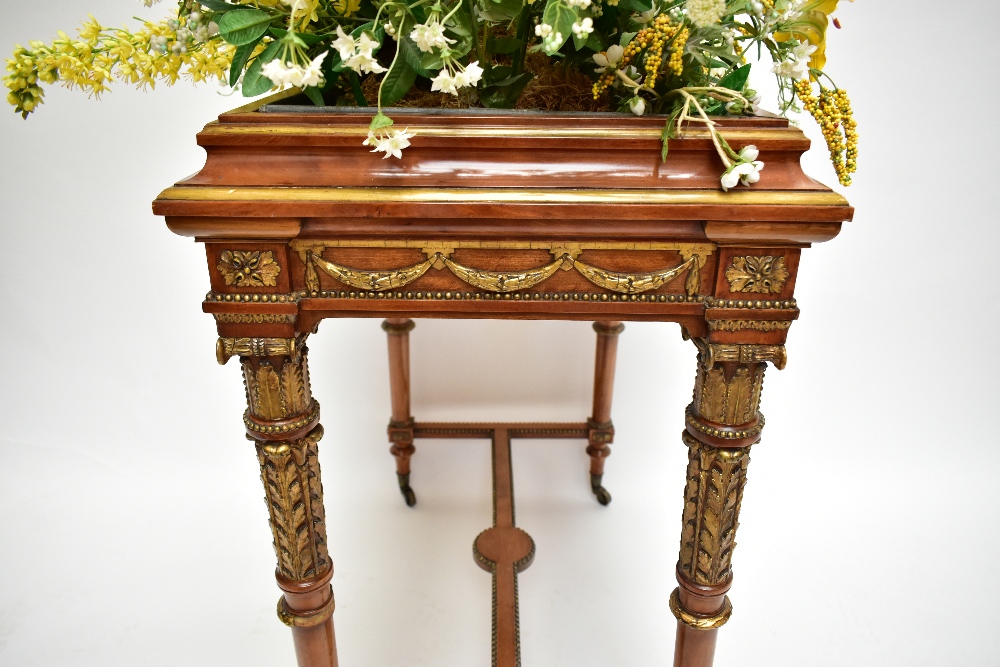 A late 19th century Adam style satinwood and gilt gesso rectangular jardiniere center table, - Image 6 of 9