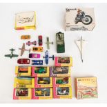 A mixed group of model cars and vehicles, with boxed examples including Dinky 710 Beechcraft S 35