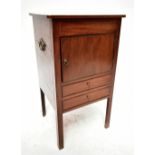 A Georgian mahogany night cupboard, the single panelled drawer above two base drawers, raised on