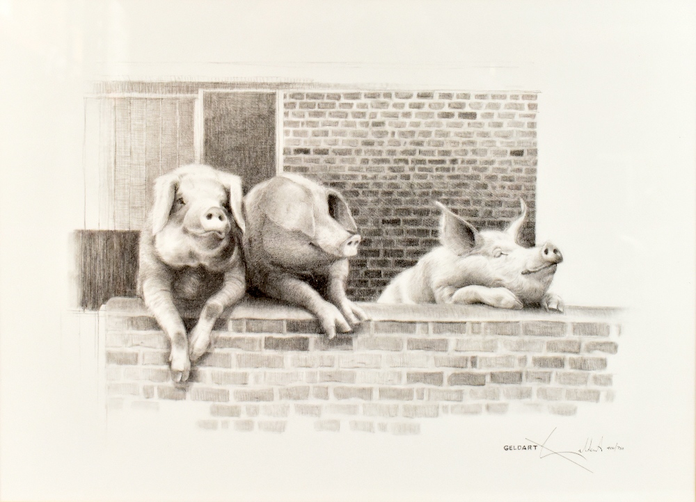 WILLIAM GELDART; two pencil signed limited edition prints depicting pigs, 387/600 and 406/750, - Image 2 of 5