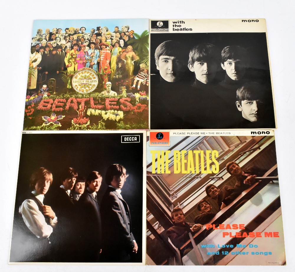 THE BEATLES; three vinyl LP records comprising ‘With the Beatles’, ‘Please Please Me’, ‘Sgt