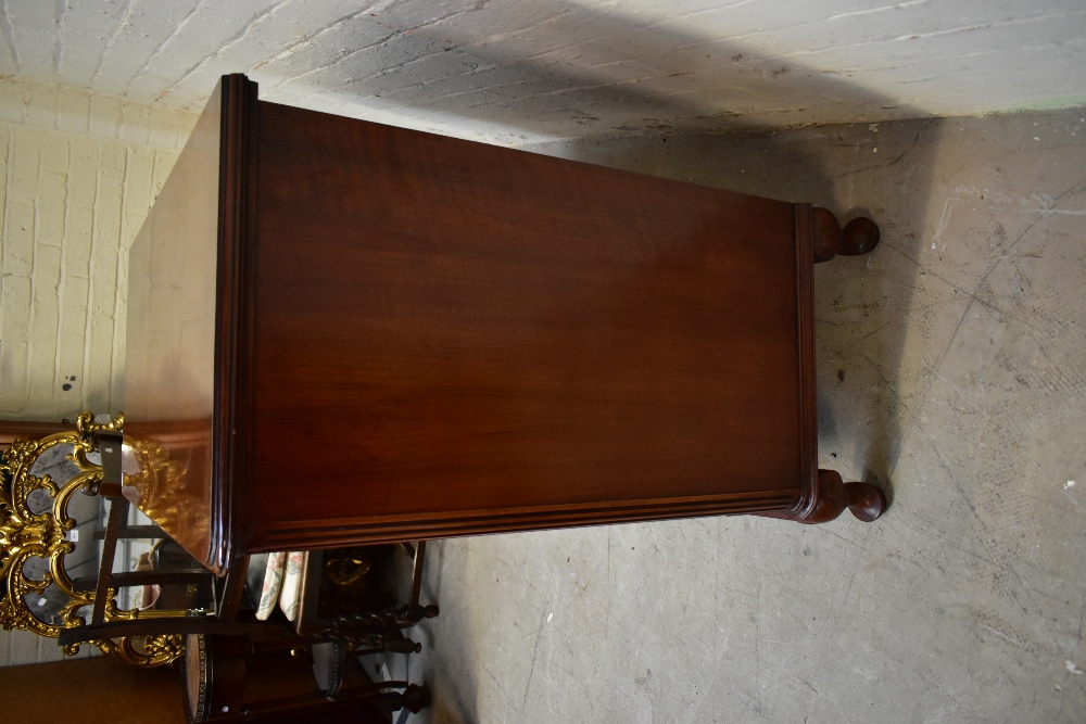 WARING & GILLOWS; a mahogany twin door cupboard raised on cabriole supports, length 100cm, depth - Image 3 of 4