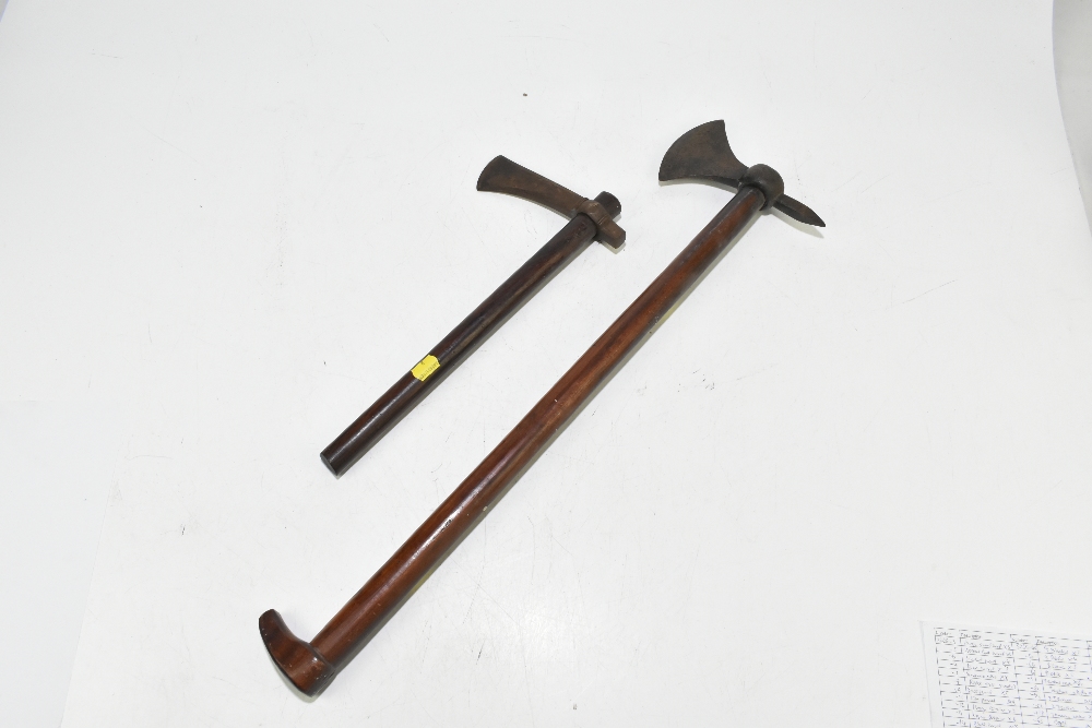 A simple tomahawk, shaft length 38cm, and a larger axe (2). Provenance: The Captain Allan Marshall - Image 2 of 6