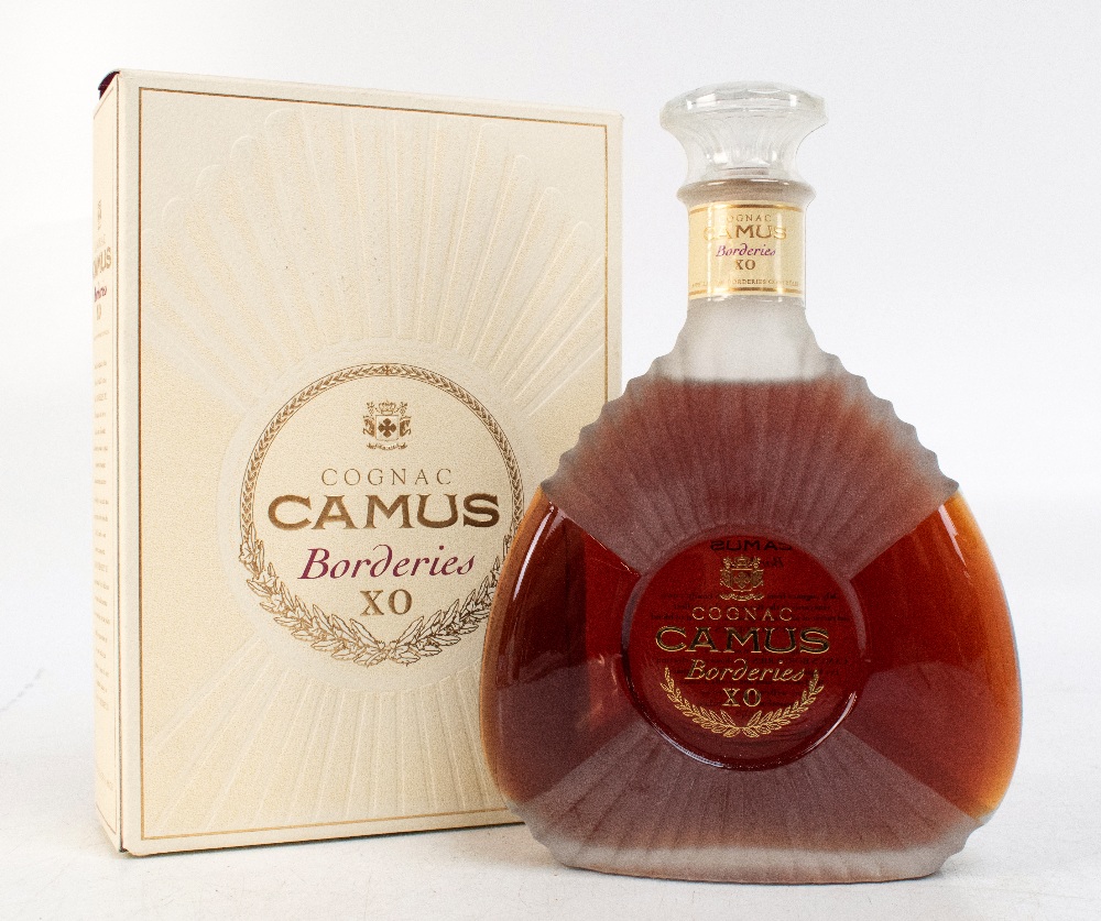 COGNAC; a cased Camus Borderies XO, 70cl.Additional InformationThe level is high shoulder, minor