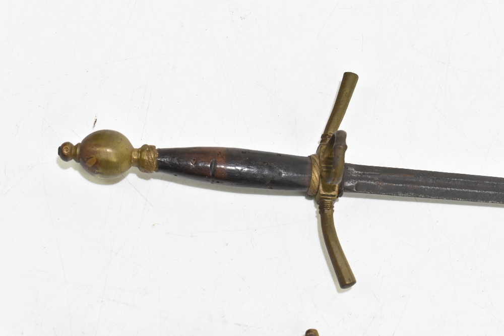 Four daggers including a parrying-type example, the brass hilted example stamped to blade 'In - Image 5 of 9