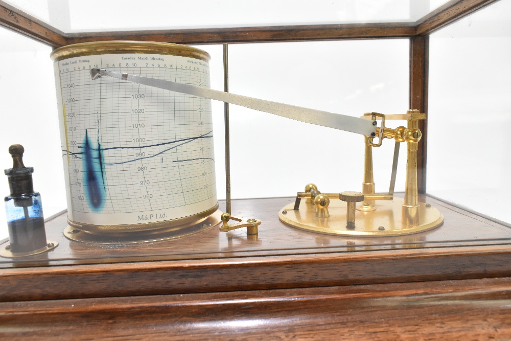 An early/mid-20th century clockwork barograph in glazed case, the case 17.7 x 37 x 22cm.Additional - Image 2 of 2