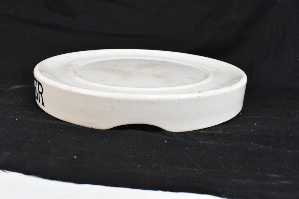 A late 19th/early 20th century ironstone Pure Butter butcher's slab, of circular form, diameter - Image 2 of 7