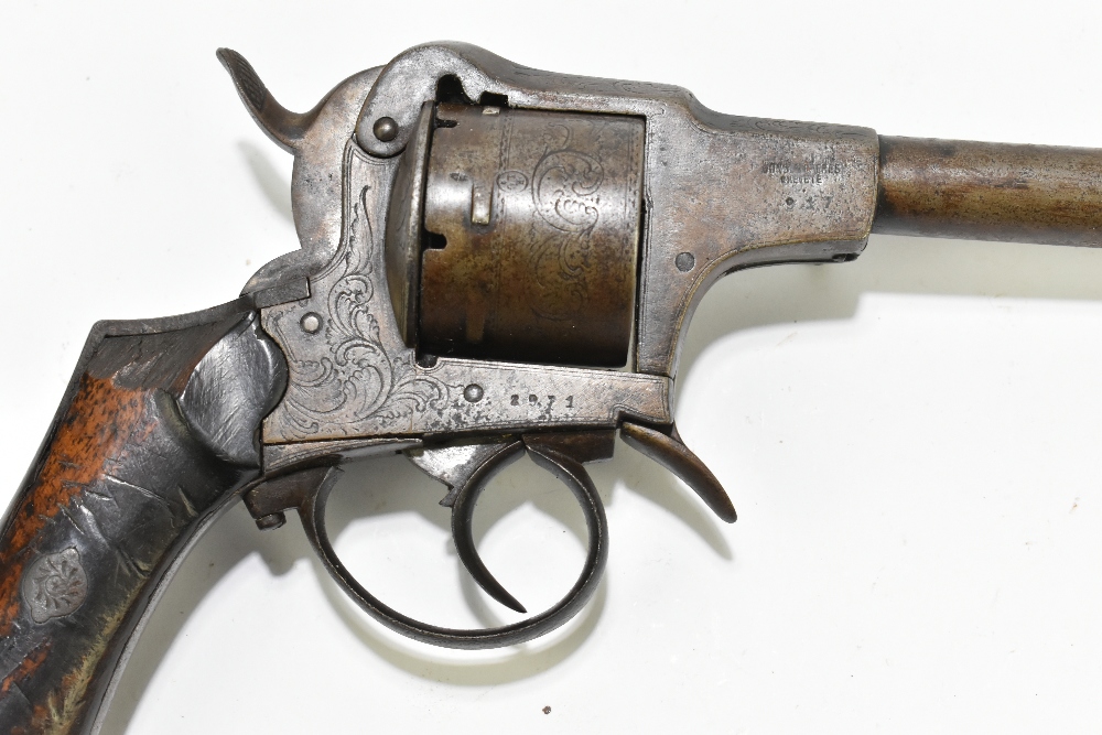 A late 19th/early 20th century Belgian pinfire revolver, the frame indistinctly signed with the - Image 7 of 10