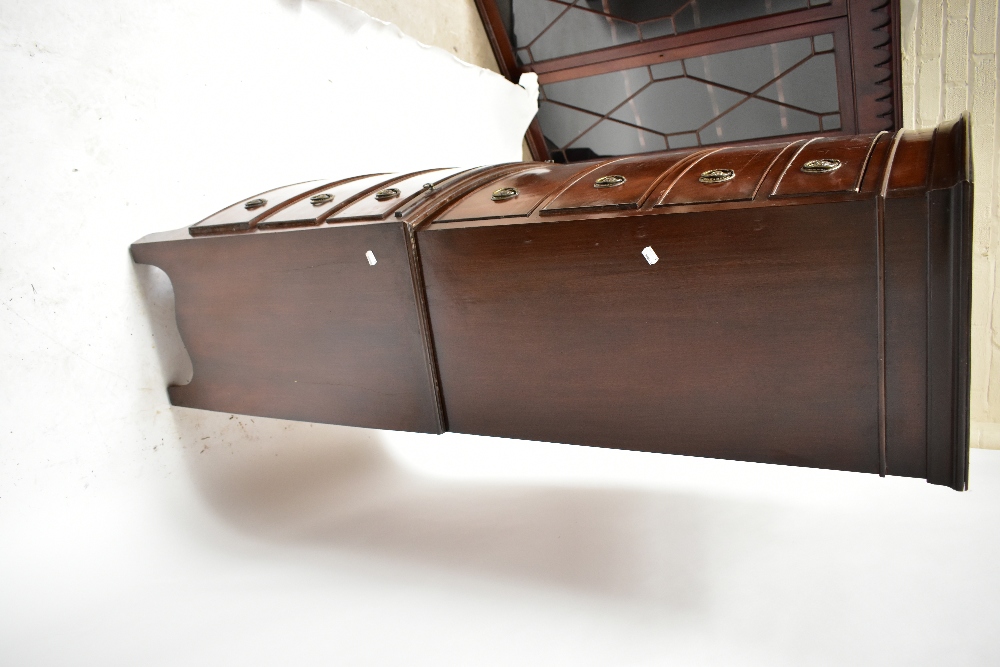 A reproduction mahogany bowfront chest on chest, the upper section with four drawers above brush - Image 3 of 4