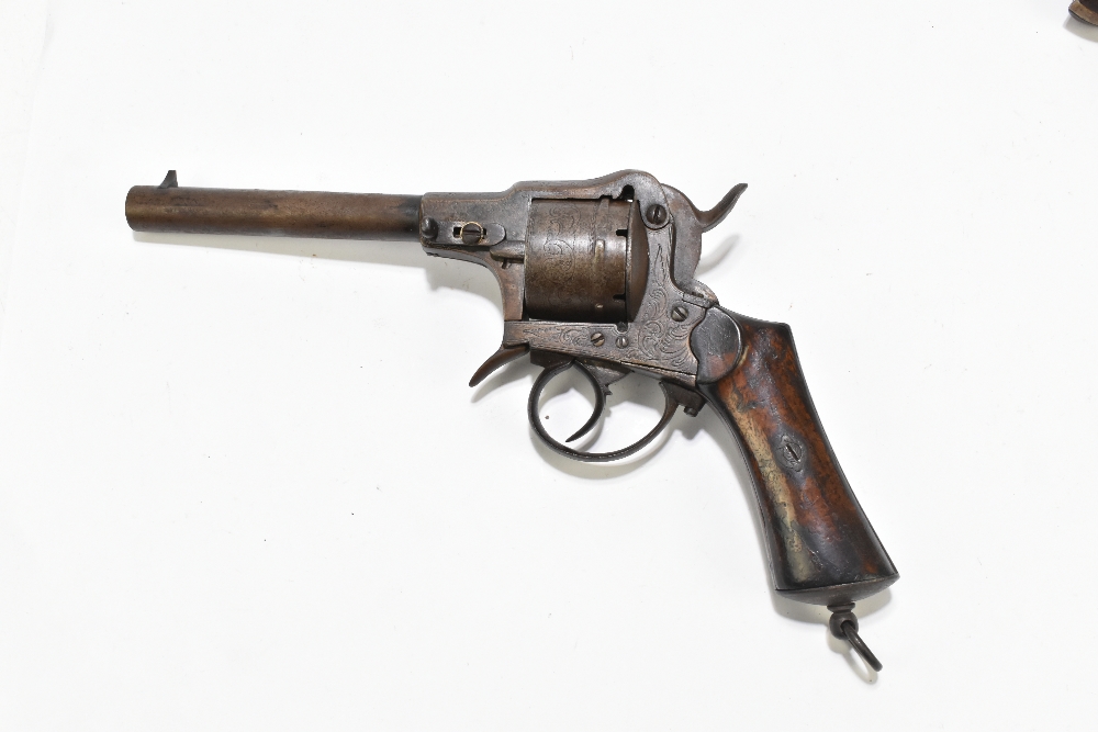 A late 19th/early 20th century Belgian pinfire revolver, the frame indistinctly signed with the - Image 2 of 10