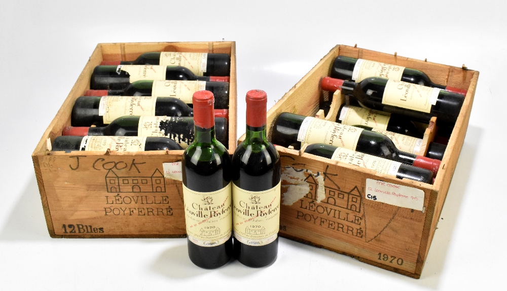 FRANCE; two cases of twelve 1970 Château Léoville Poyferré St. Julien bottles of red wine, 75cl,