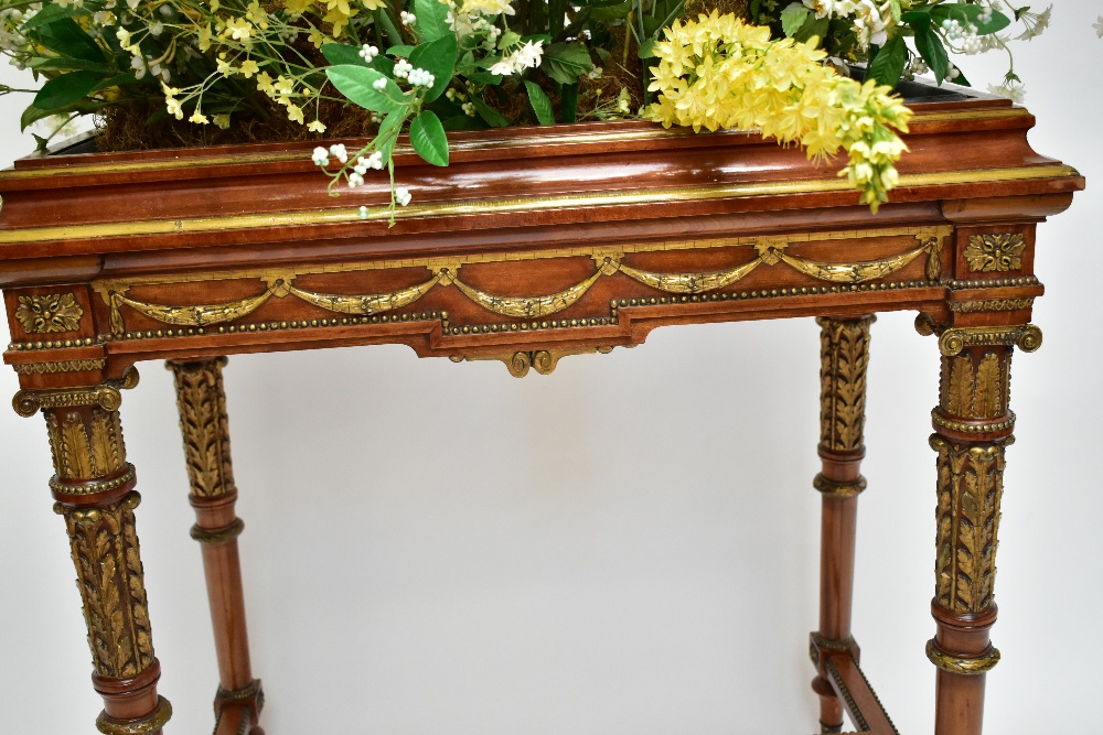 A late 19th century Adam style satinwood and gilt gesso rectangular jardiniere center table, - Image 8 of 9