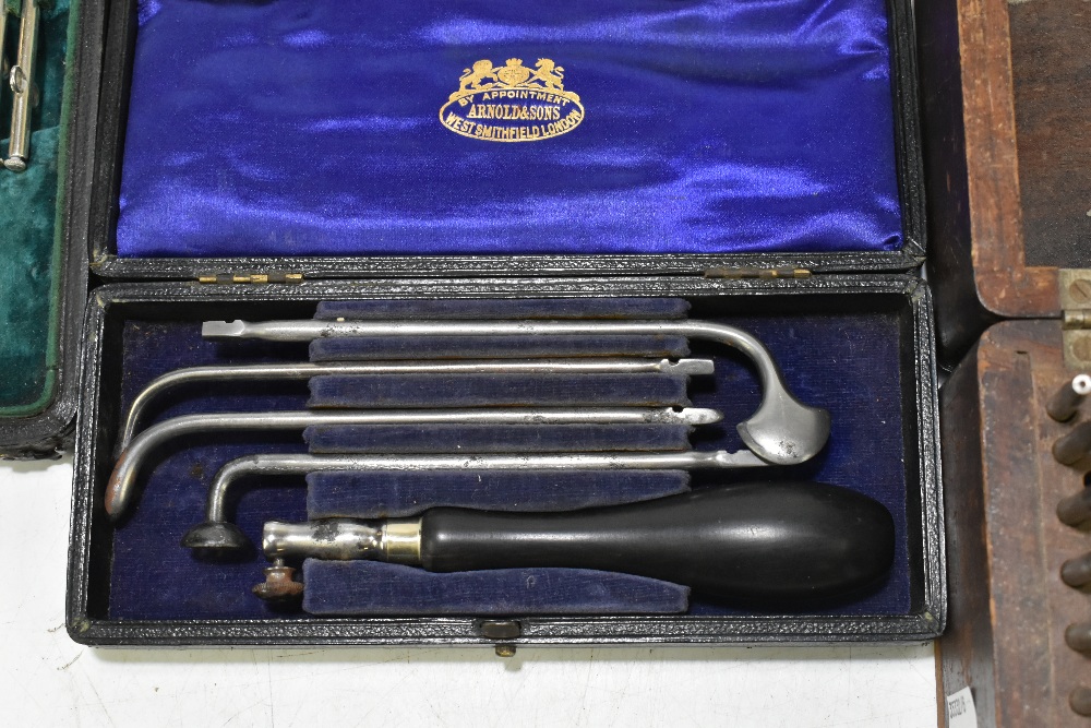 ARNOLD & SONS LONDON; a stainless steel cased catheter set, together with a smaller cased example, - Image 2 of 5