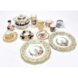 A collection of 19th century and later ceramics to include a pair of Davenport Botanical plates,