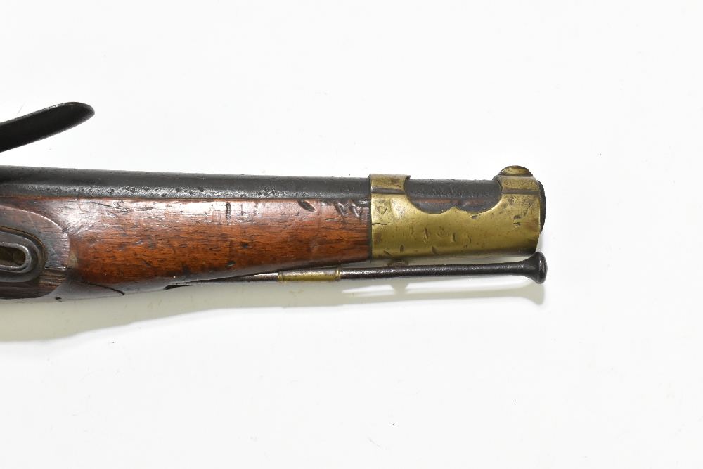 A 19th century Belgian flintlock pistol with 9.5" barrel, plain lock plate stamped '853' and - Image 4 of 12