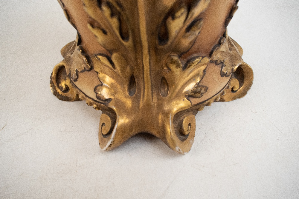 AMPHORA; an Austrian bisque porcelain vase of tapered form with applied winged cherub, moulded - Image 7 of 8