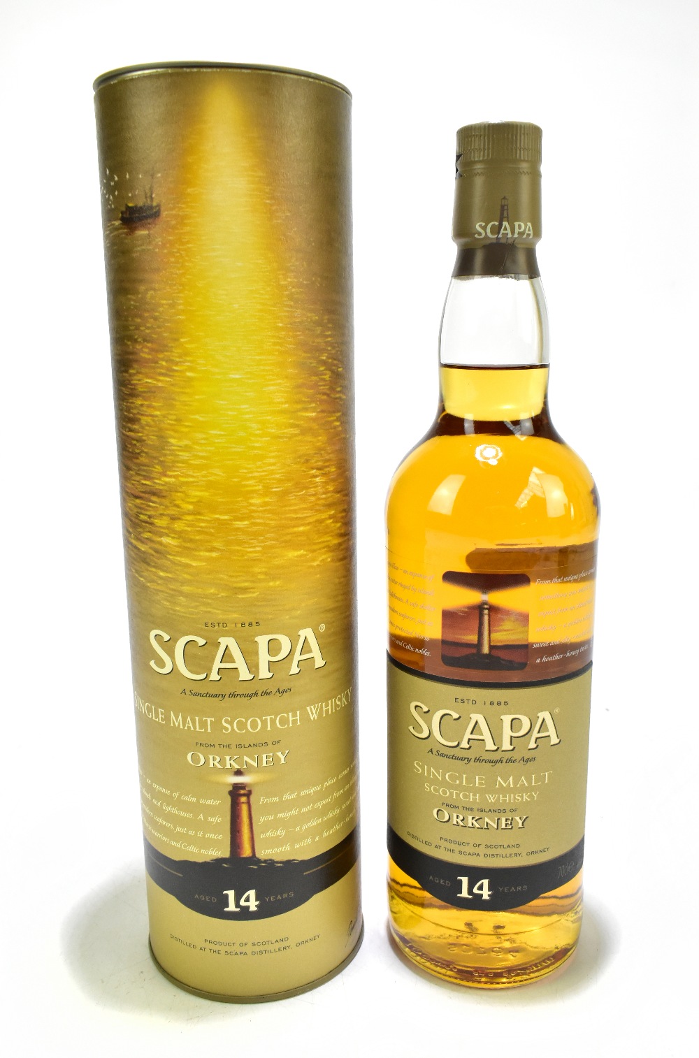 WHISKY; a single bottle of Scapa aged 14 years Orkney single malt Scotch whisky, 40% 70cl, with