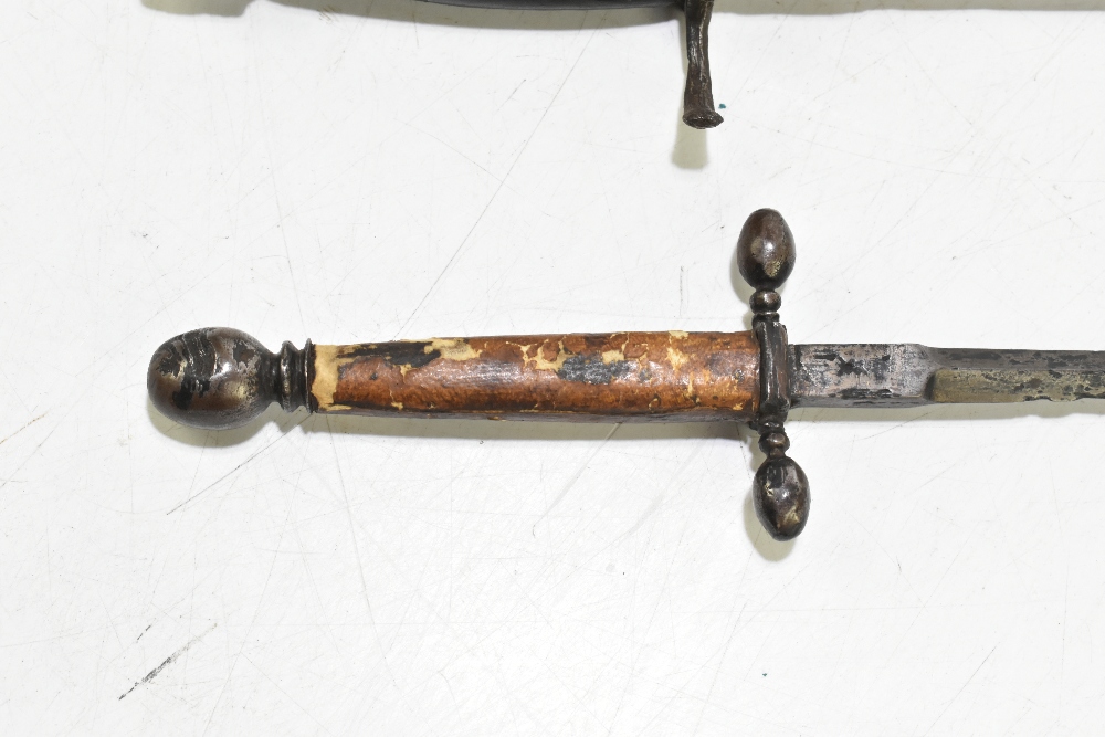 Four daggers including a parrying-type example, the brass hilted example stamped to blade 'In - Image 2 of 9