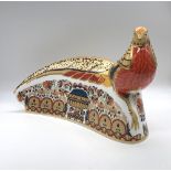ROYAL CROWN DERBY; a large paperweight “Golden Pheasant”, gold plug, 1st quality, length 27cm.