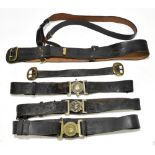 Five leather belts including three Police examples for Rochdale Borough Constabulary, Oldham