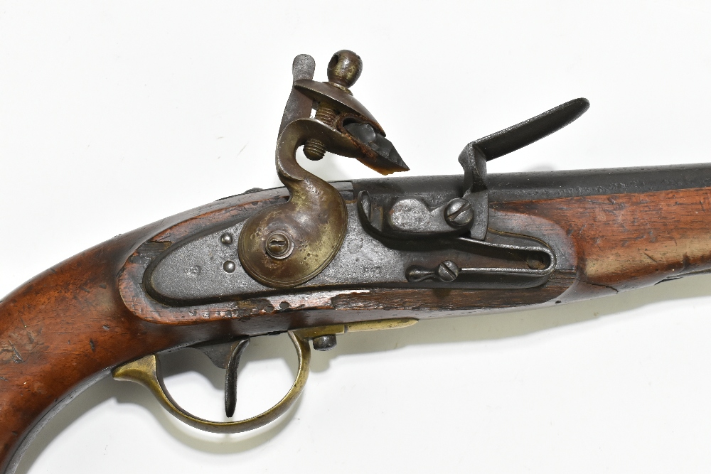 A 19th century Belgian flintlock pistol with 9.5" barrel, plain lock plate stamped '853' and - Image 2 of 12