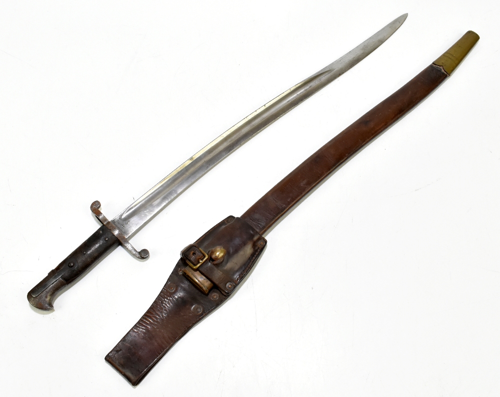 A late 19th century Chassepot-type military issue bayonet, the fullered blade with War Department