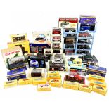 A collection of predominantly boxed model cars and vehicles of mixed manufacture with numerous