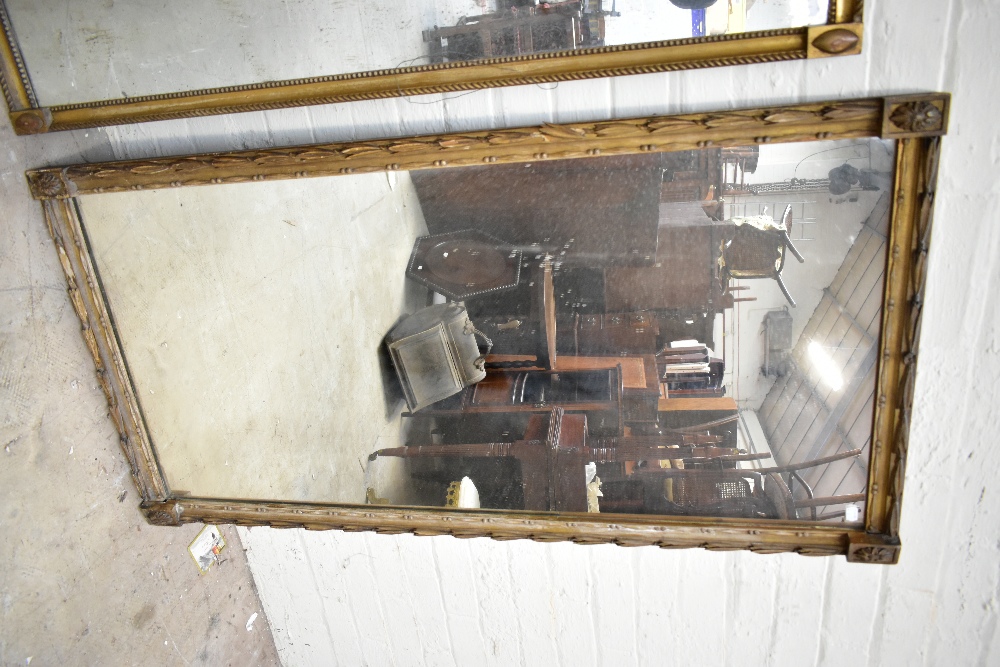 A 19th century gilt wood wall mirror of rectangular form, with boarded back, 141 x 73cm, together - Image 4 of 7