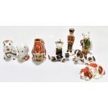 ROYAL CROWN DERBY; eight assorted animal form paperweights, to include 'Scruff', 'Derby