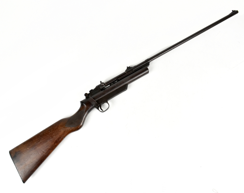 WEBLEY; a .22 break barrel Mk II service air rifle with checkered walnut stock, length 106cm.