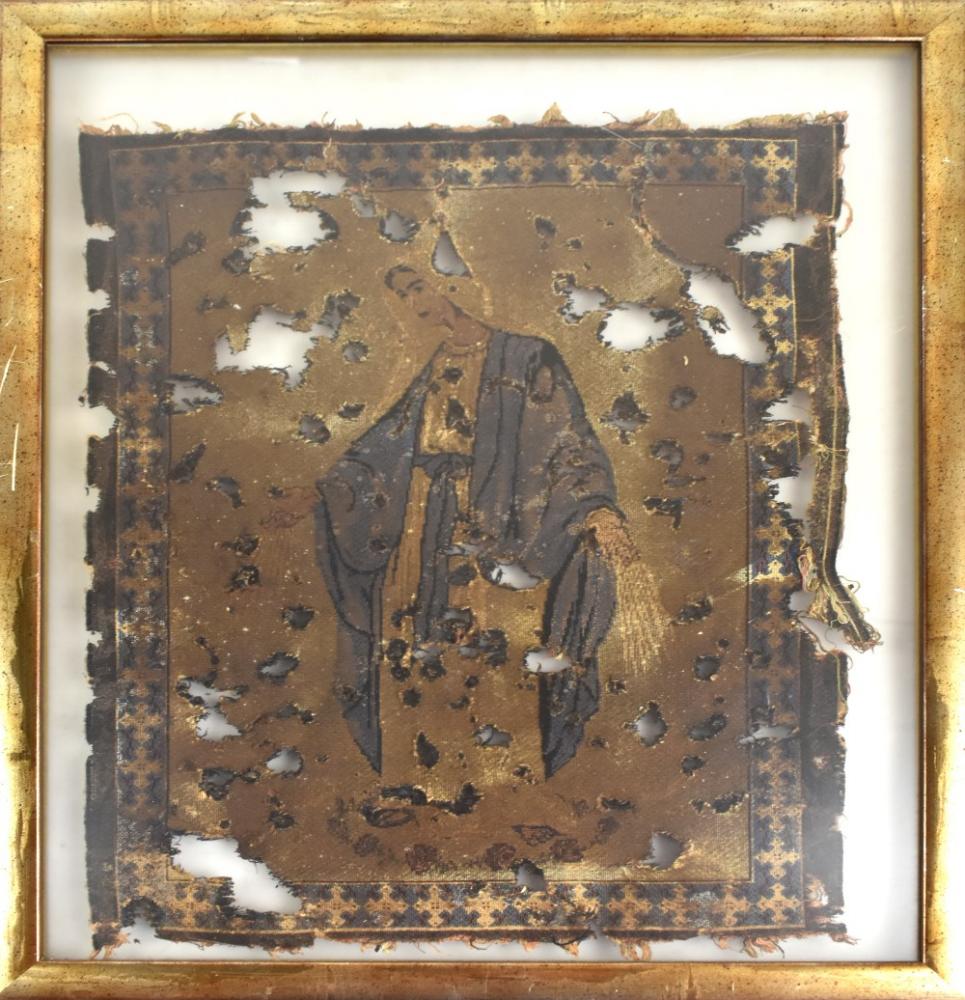 Four 18th/19th century Coptic textiles, one depicting St. George, each approx 42 x 32cm, all - Image 3 of 5