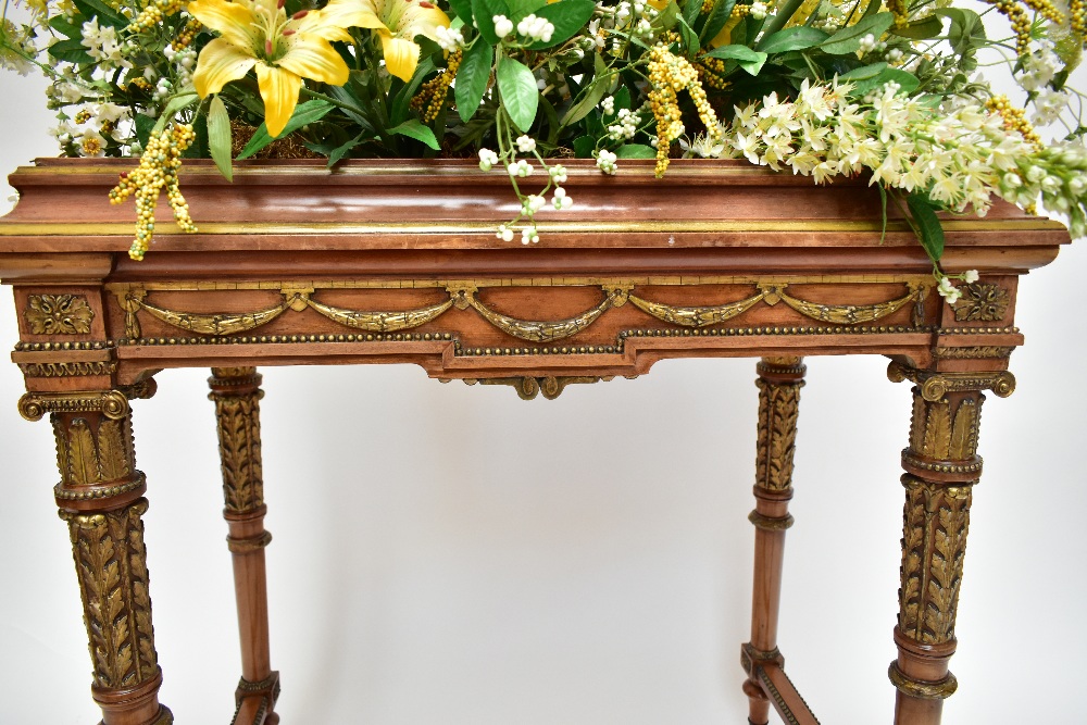 A late 19th century Adam style satinwood and gilt gesso rectangular jardiniere center table, - Image 3 of 9