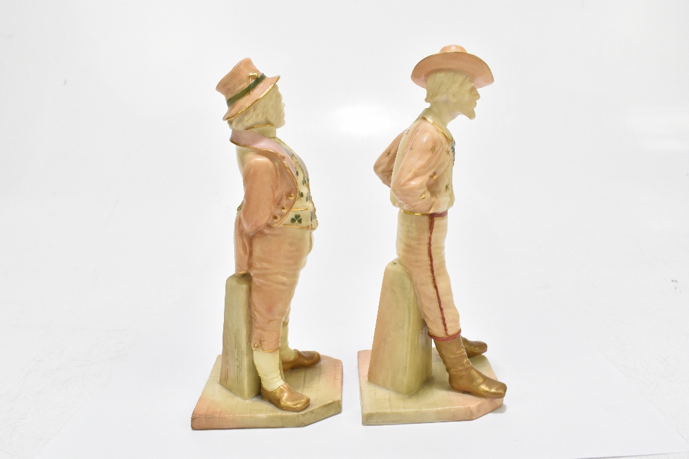 ROYAL WORCESTER; two blush ivory figures emblematic of countries, modelled by James Hadley - Image 2 of 6