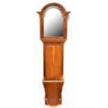 A modern yew wood wall hanging longcase clock case, with hood and trunk, height 200cm Provenance:
