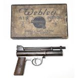 A boxed Webley Mk I .177 air pistol, length 21cm, SN:48977. Provenance: The Captain Allan Marshall
