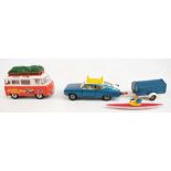 CORGI; a 508 Holiday Camp Special Commer Bus with suitcase, cover and decals to one side, and a