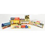 DINKY; seven boxed models comprising 945 A.E.C. Fuel Tanker Esso, 439 Ford D.800 Snow Plough and