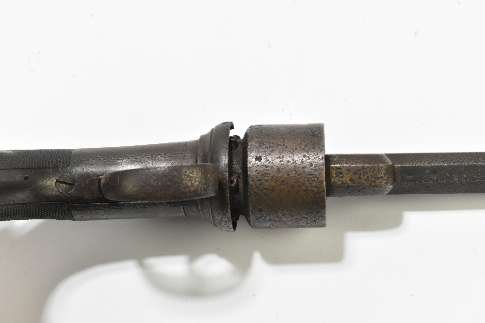 A 19th century transitional percussion cap six shot revolver with 5.5" octagonal barrel and fitted - Image 4 of 5